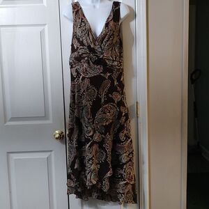 DJ Summers sleeveless brown boho bohemian layered dress Sz 14
